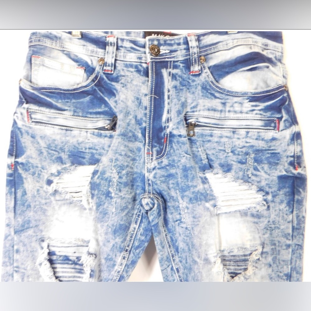 NWOT MAKOBI M1944 PIPA SHREDDED JEANS SIZE 34x32